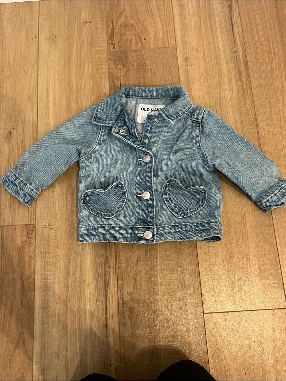 Old Navy Girls' Light Blue Denim Jacket with Heart Pockets